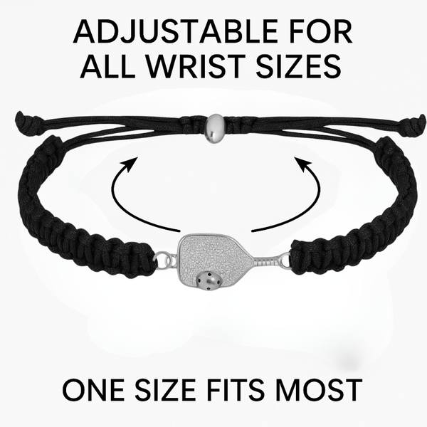Jewelry Pickleball Paddle Adjustable Rope Bracelet - Solid