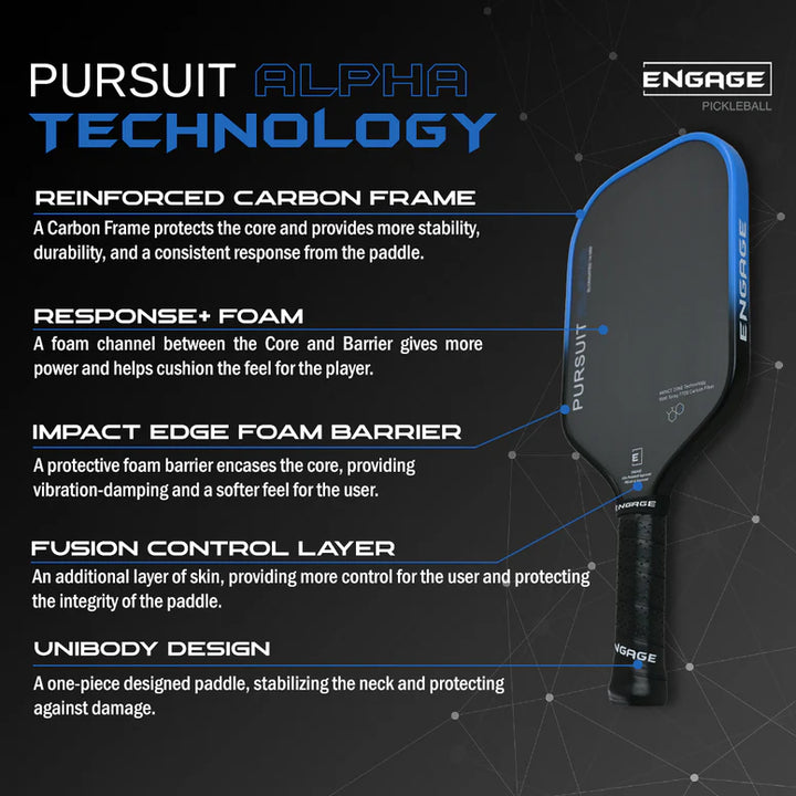 Engage Pursuit Alpha Pickleball Paddle - Elongated 16mm