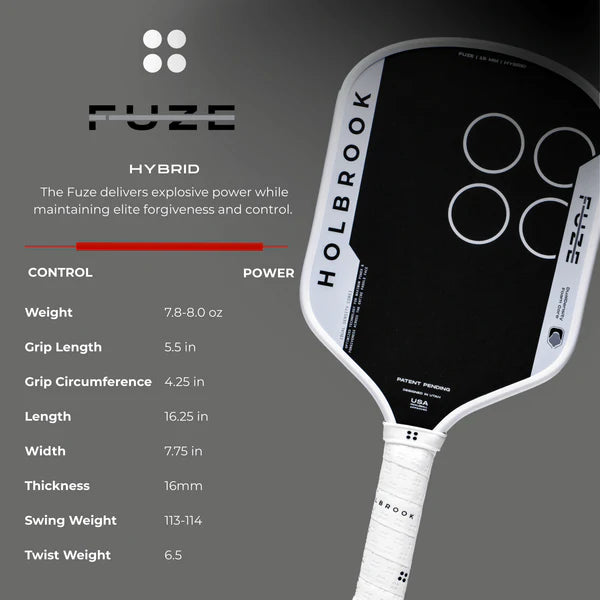 Holbrook FUZE Foam Pickleball Paddle - HYBRID 16MM
