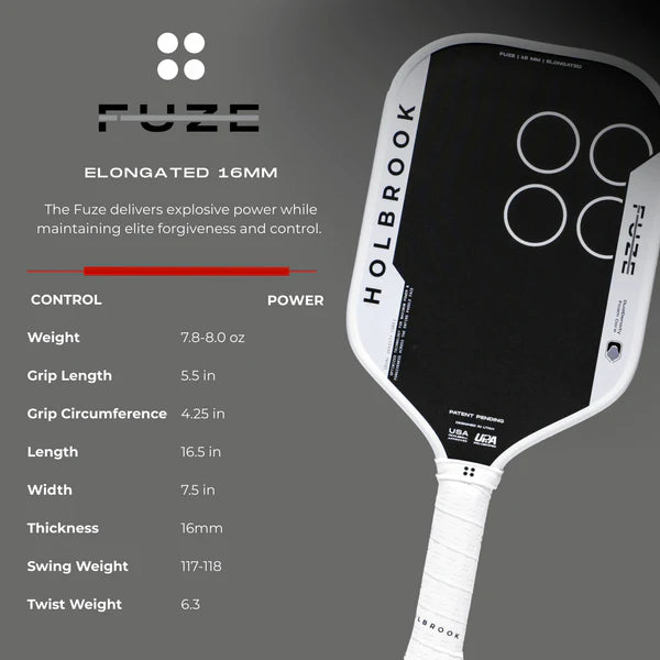 Holbrook FUZE Foam Pickleball Paddle - ELONGATED 16MM