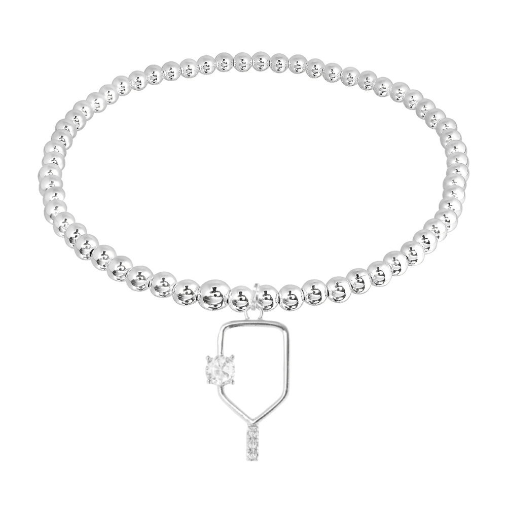 Jewelry Pickleball CZ Beaded Stretch Bracelet