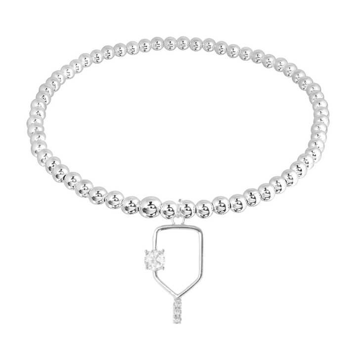 Jewelry Pickleball CZ Beaded Stretch Bracelet