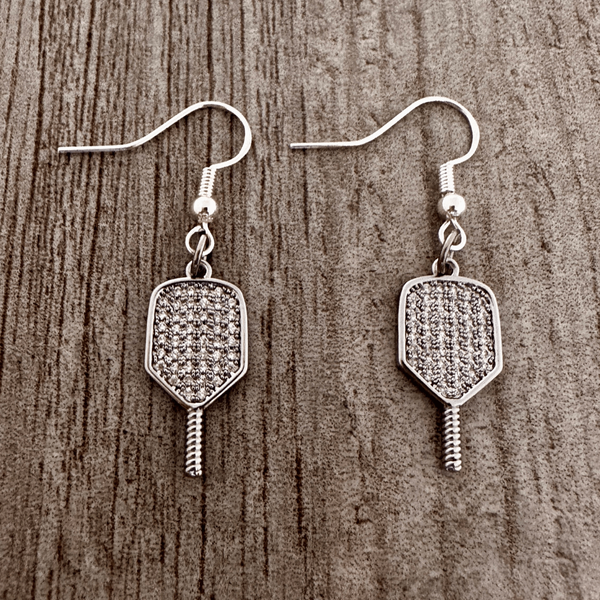 Pickleball Paddle Cz Dangle Earrings