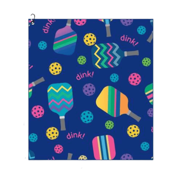 Pickleball Towel- Blue Microfiber & Cotton Towel (Dink)
