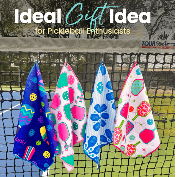 Pickleball Towel- Blue Microfiber & Cotton Towel (Dink)
