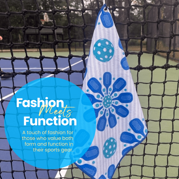 Pickleball Towel- Teal Microfiber & Cotton Towel (Blue/Green Paddles)