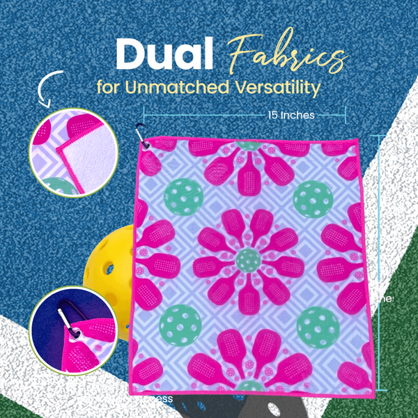 Pickleball Towel- Blue Microfiber & Cotton Towel (Dink)