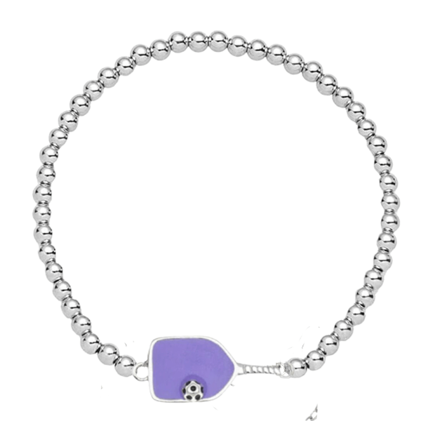Jewelry Sterling Silver Pickleball Beaded Stretch Bracelet